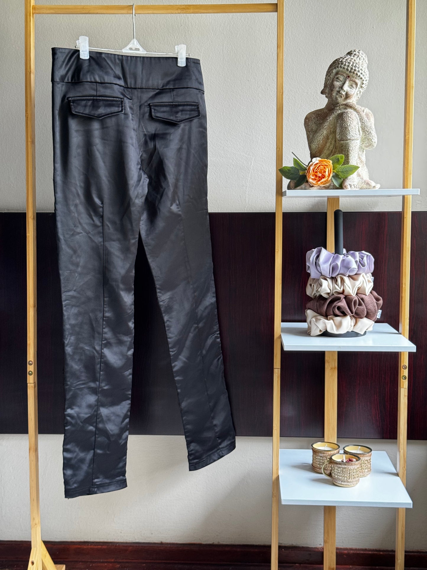 Black Casual Ruffle Pants