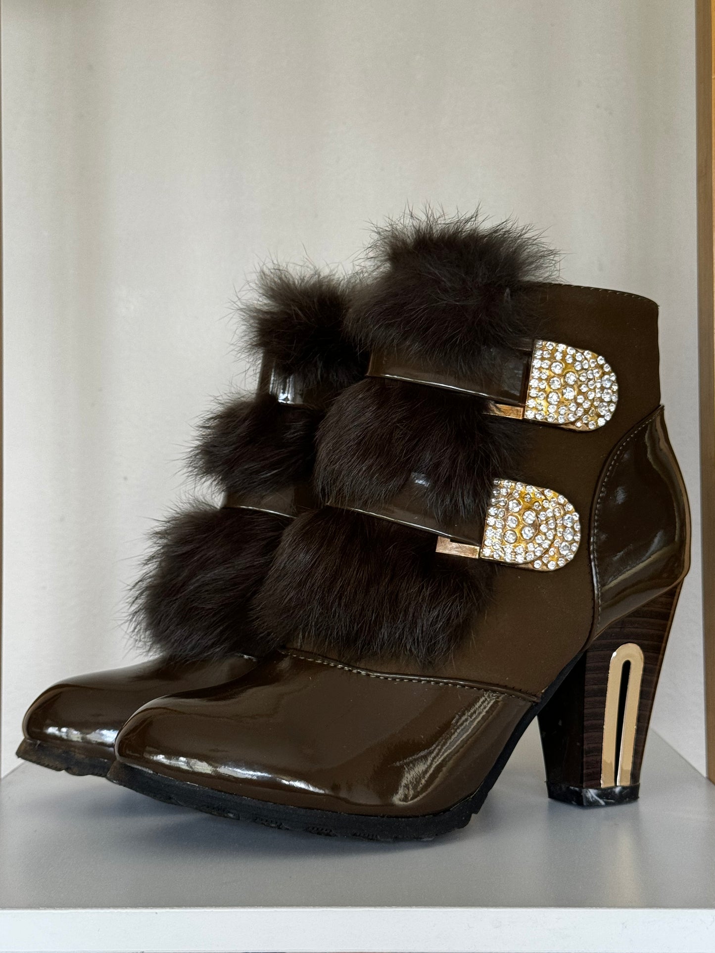 Brown and Gold Fur Boot