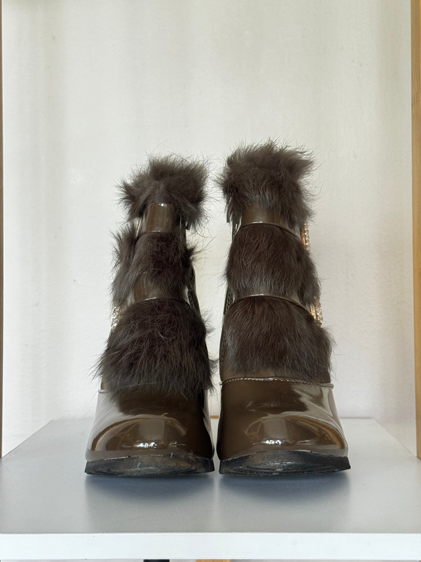 Brown and Gold Fur Boot