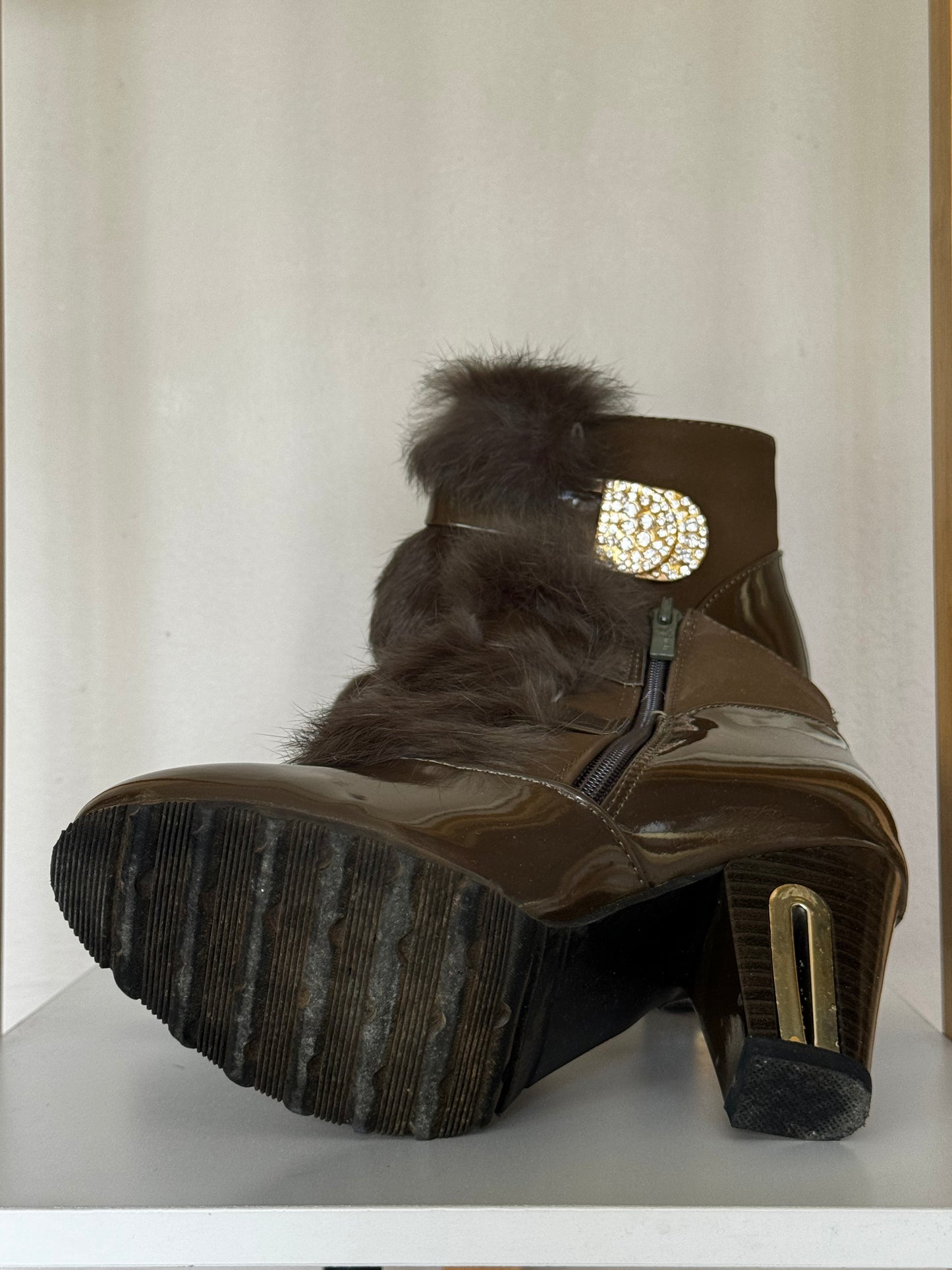 Brown and Gold Fur Boot