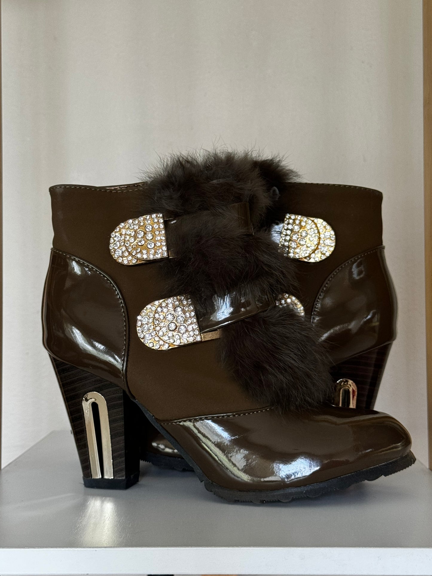 Brown and Gold Fur Boot