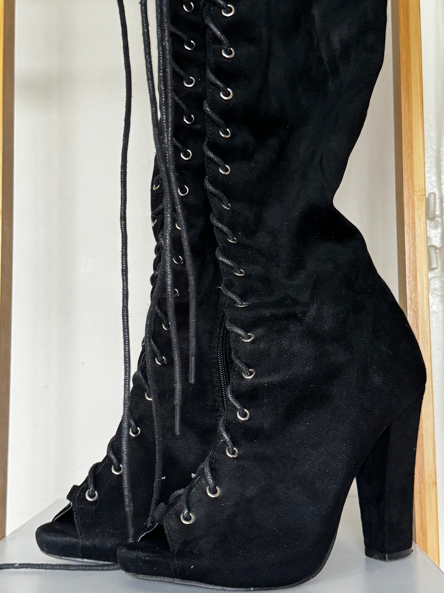 Knee High Black Laced  Boots